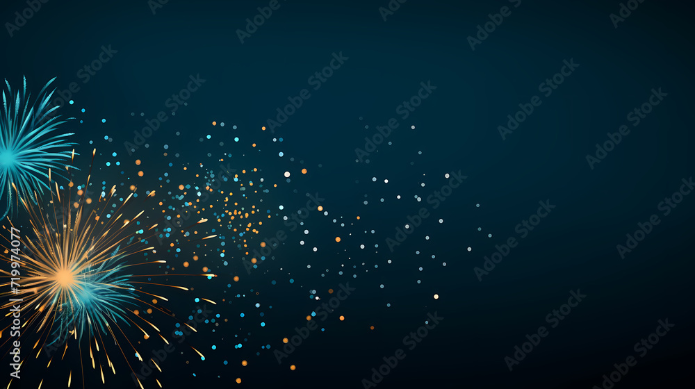 Happy New Year, burning fireworks with bokeh light background