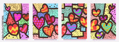 abstract love heart shape vector template. set of valentines day editable banner or print vector illustration  