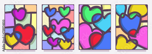 abstract love heart shape vector template. set of valentines day editable banner or print vector illustration  