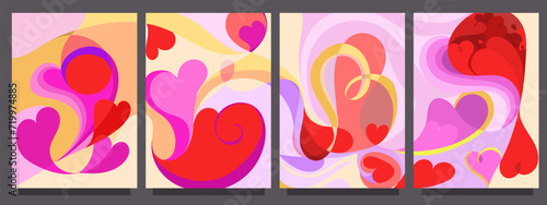 abstract love heart shape vector template. set of valentines day editable banner or print vector illustration  
