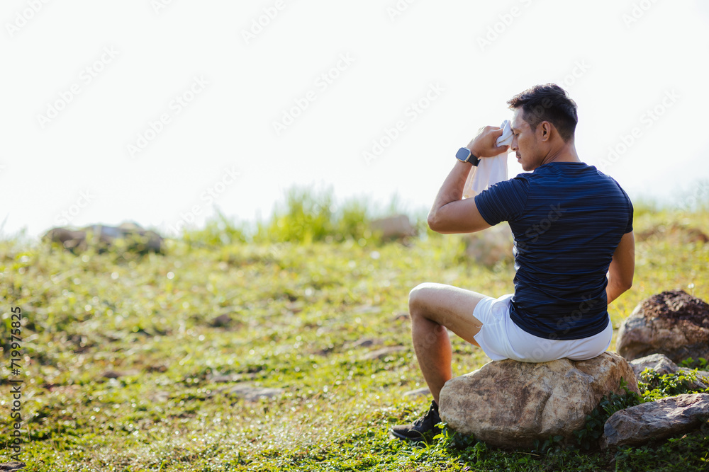 man running in the morning Exercise and health care man running in the morning Exercise and health care