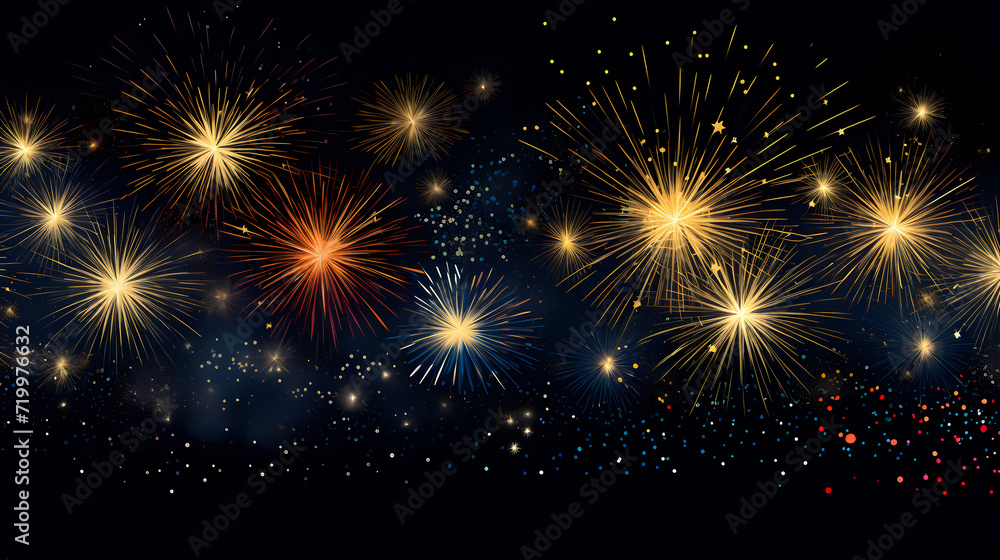 Naklejka premium Beautiful creative holiday background. Fireworks and sparkles
