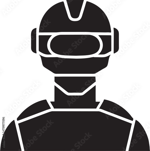 create an avatar of a futuristic humanoid with a robotic visor, showcasing a sci-fi aesthetic, icon