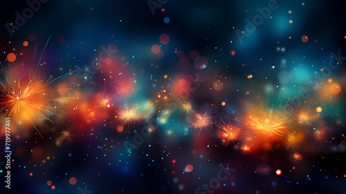 Beautiful creative holiday background. Fireworks and sparkles