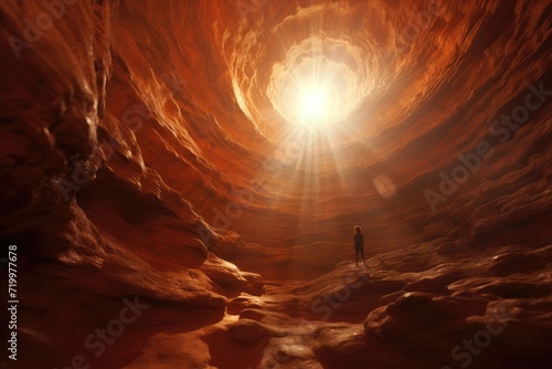 Spiritual Vortex: Scenes suggesting a spiritual vortex within the cave.