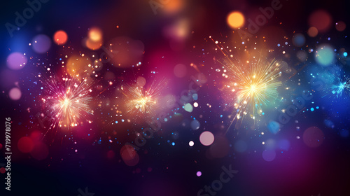 Beautiful creative holiday background. Fireworks and sparkles