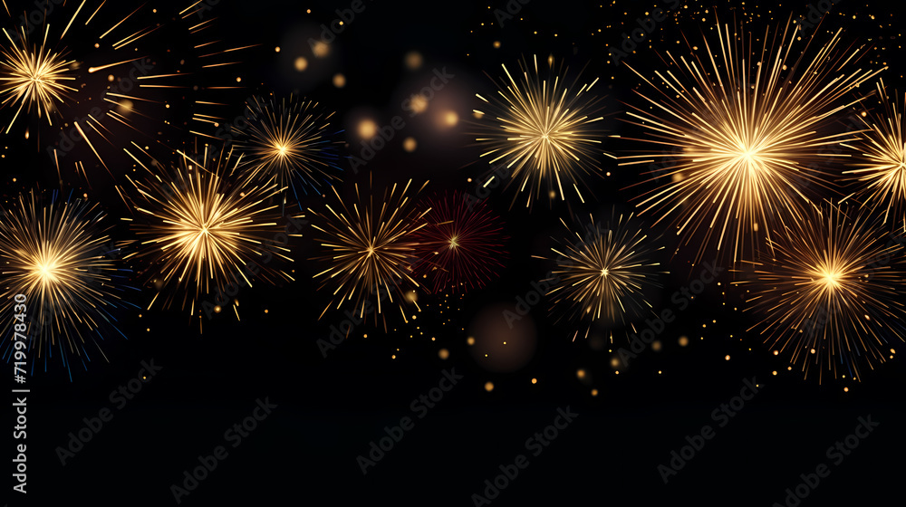 Fototapeta premium Beautiful creative holiday background. Fireworks and sparkles