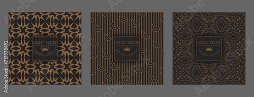 Golden pattern on a dark background. Premium luxury template for covers, interior, packaging and creative idea