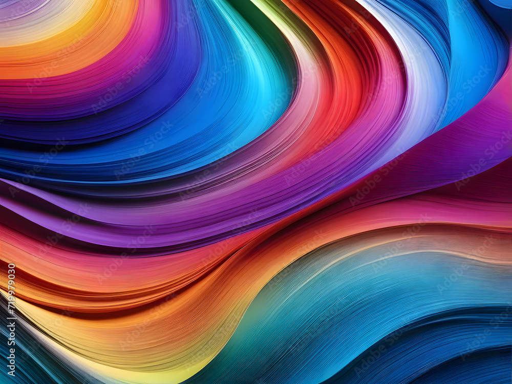 Naklejka premium Vibrant Motion: A Bright Abstract Colorful Background with Waves and Energetic Lines in Blue, Green, Yellow, and Purple, Creating a Captivating Artistic Design