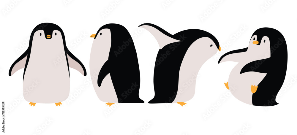 Obraz premium Cute little penguin poses vector set