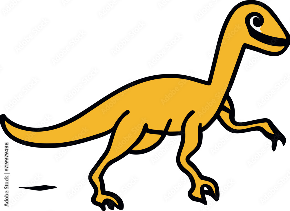 velociraptor running, doodle style, icon