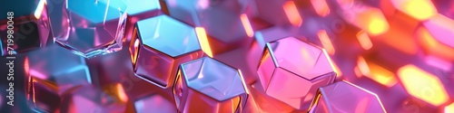 Vibrant Techno Hexagon Abstract 3D Design
