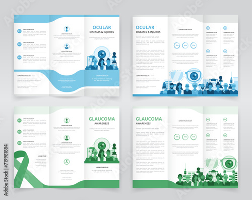 Trifold brochure, pamphlet or triptych leaflet templates ideal for raising awareness of glaucoma and ocular diseases such as AMD Low vision or any other eye injury