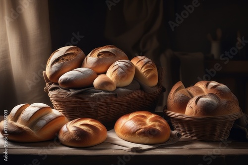 assortment of baked bread