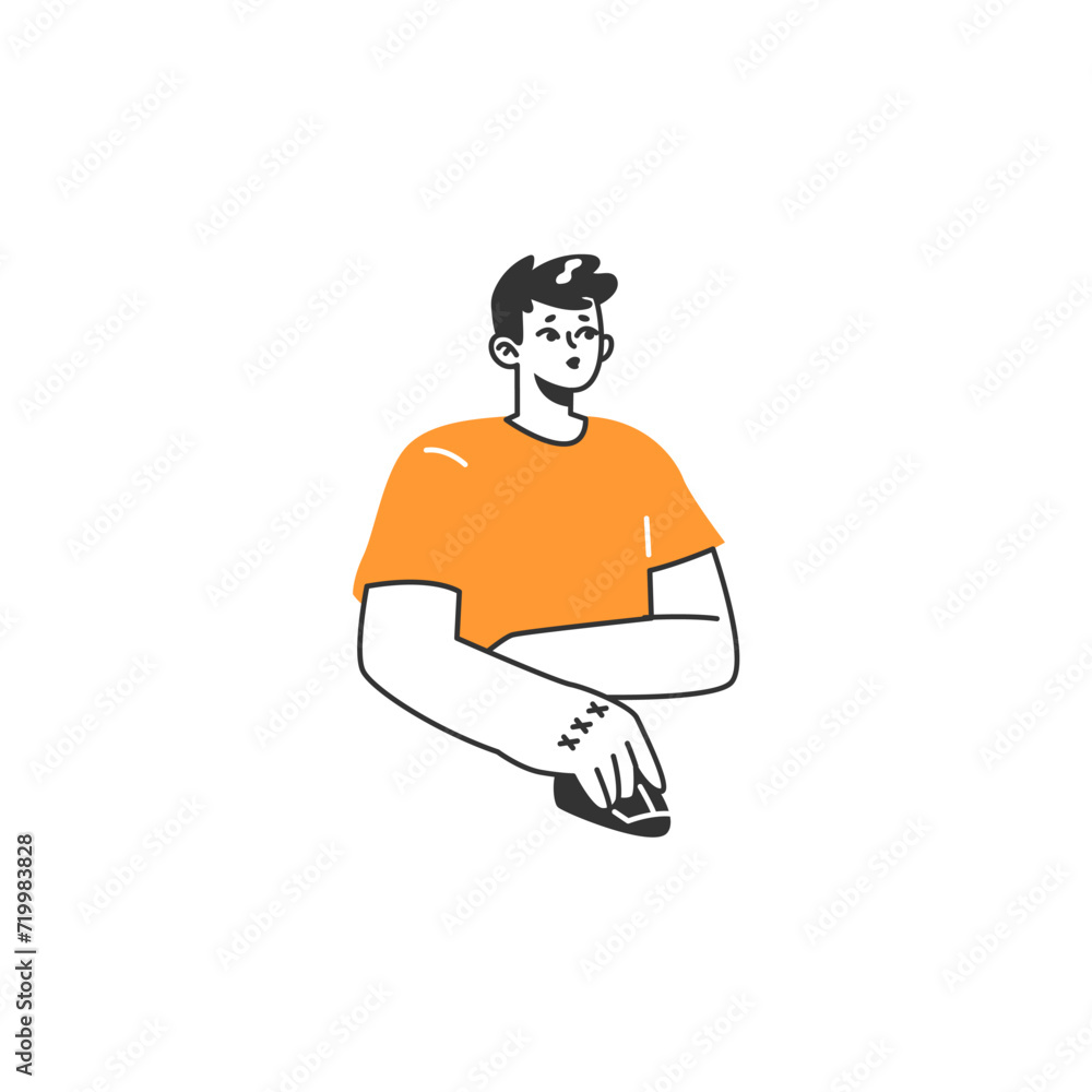 outline pose with orange clothes outline outline pose with orange clothes outline