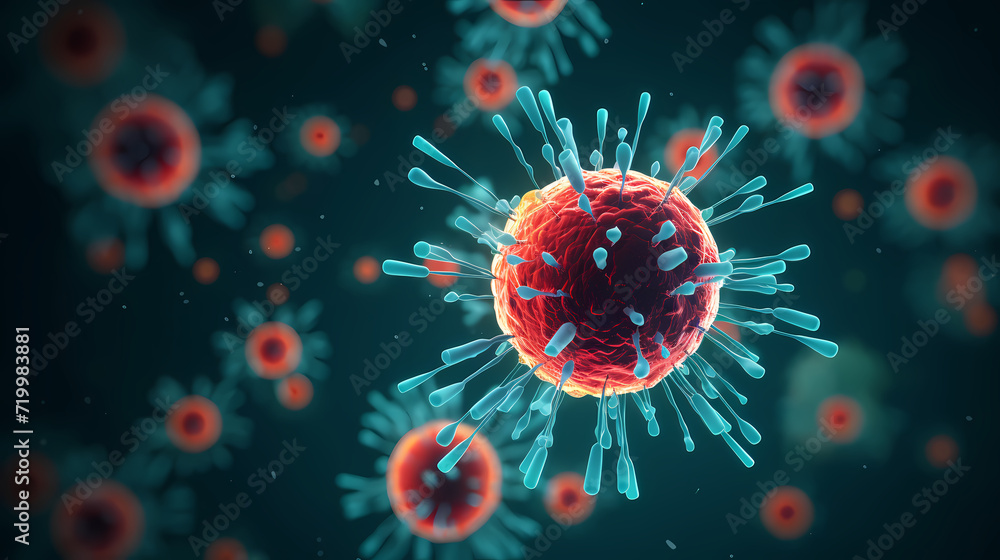 Virus cells abstract science concept, medical research background Virus cells abstract science concept, medical research background