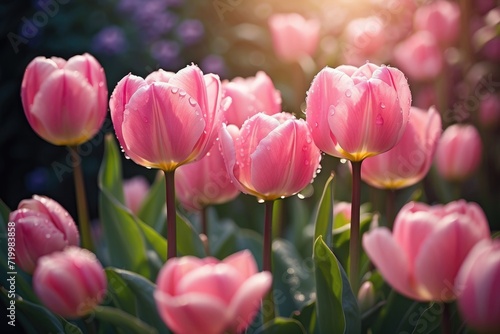 Solitary Pink Tulip in Soft Focus  Radiating Tranquility and Floral Beauty