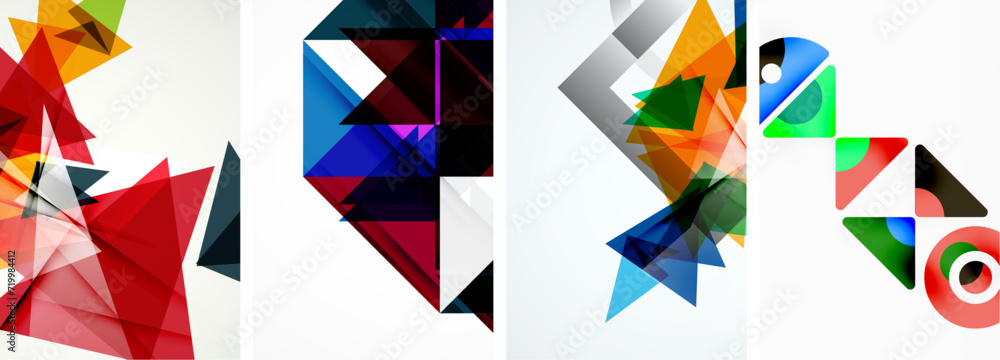 Triangle poster geometric background set Triangle poster geometric background set