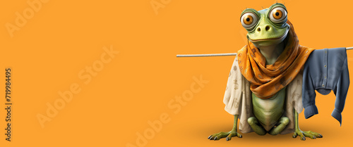 Funny frog with dress banner
