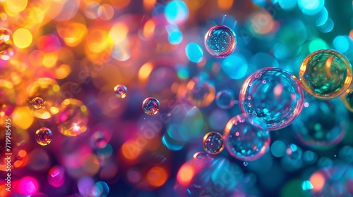 abstract background with colorful shining bubbles and bokeh lights generated by AI tool