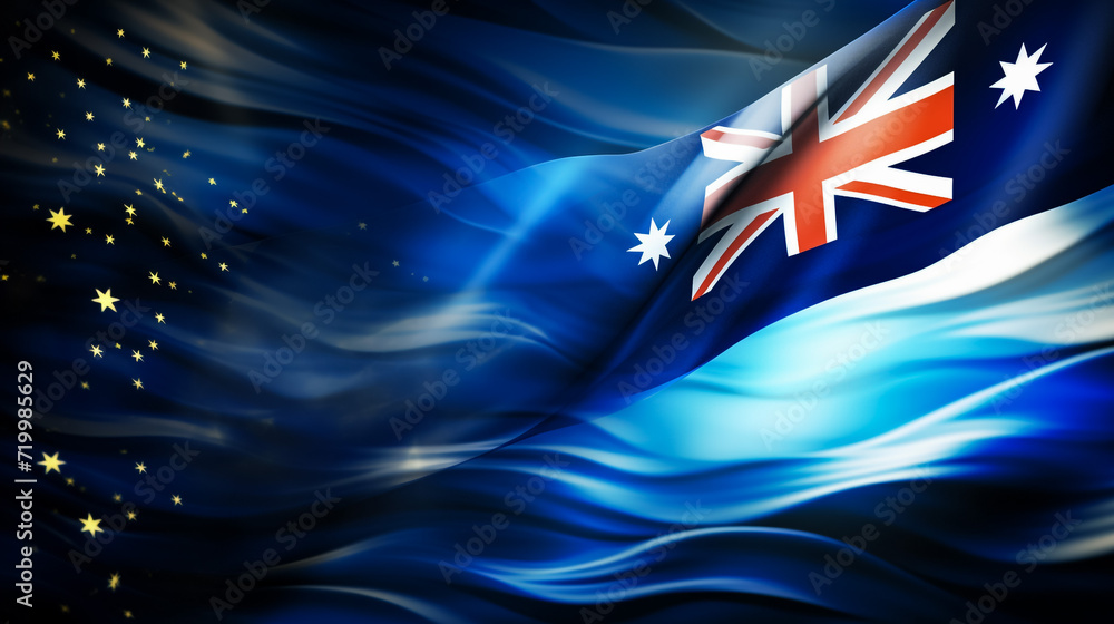 Australia flag of silk and world map-3D illustration - obrazy, fototapety, plakaty 
