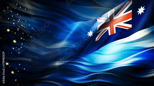 Australia flag of silk and world map-3D illustration