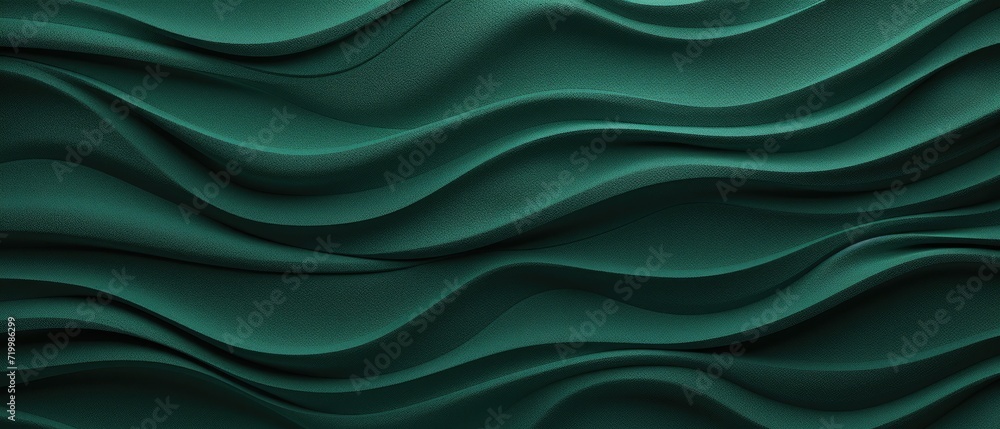 Fototapeta premium A captivating abstract texture featuring structured 3D waves in dark green leather, ideal for background banners and panoramas, Ai Generated.
