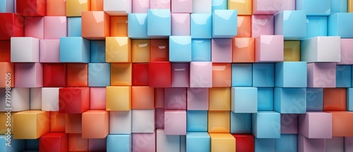 Abstract 3D gloss texture wall featuring bright geometric pastel colors  Ai Generated.