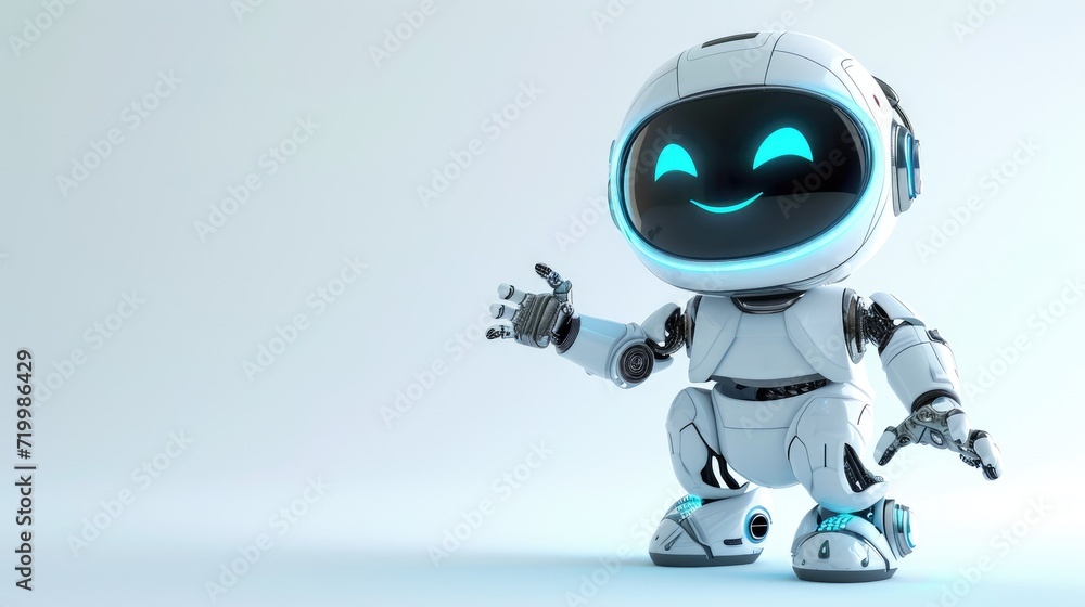 Adorable robot grinning and extending a friendly wave, Ai Generated Adorable robot grinning and extending a friendly wave, Ai Generated