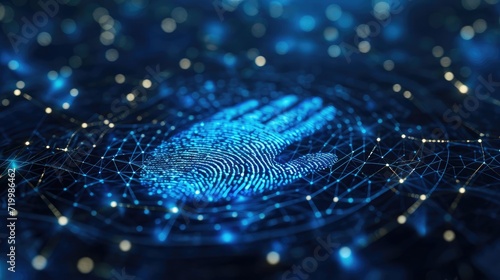 Fingerprint scanning for biometric authentication, a crucial element in cybersecurity and fingerprint password protection, Ai Generated