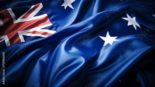 Australia flag of silk and world map-3D illustration