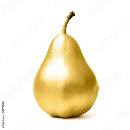 A solid gold Chinese pear against a white background, radiating luxury, Ai Generated © Crazy Juke