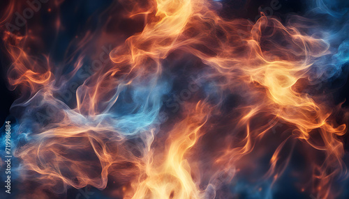 Abstract fantasy blue with yellow fire and smoke colorful background