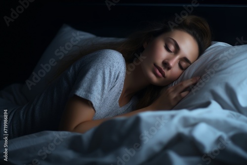 Young woman sleeping peacefully at night
