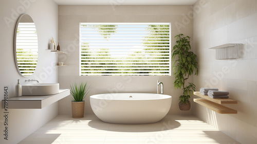 Shower bench in white tile wall modern luxury bathroom. 