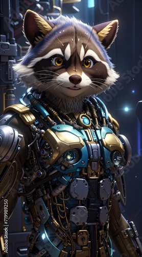 The Cyborg Racoon guardian of the space in galaxy