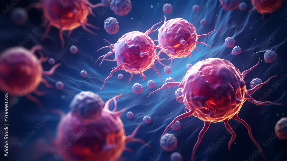 Cell background, virus cells, medical research background
