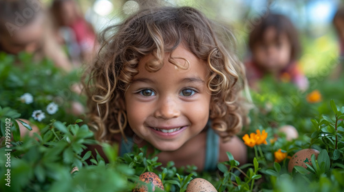 Happy Child With Bright Smile During An Outdoor Easter Search