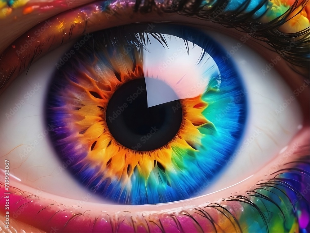 A vibrant colorful eye design Generative Ai