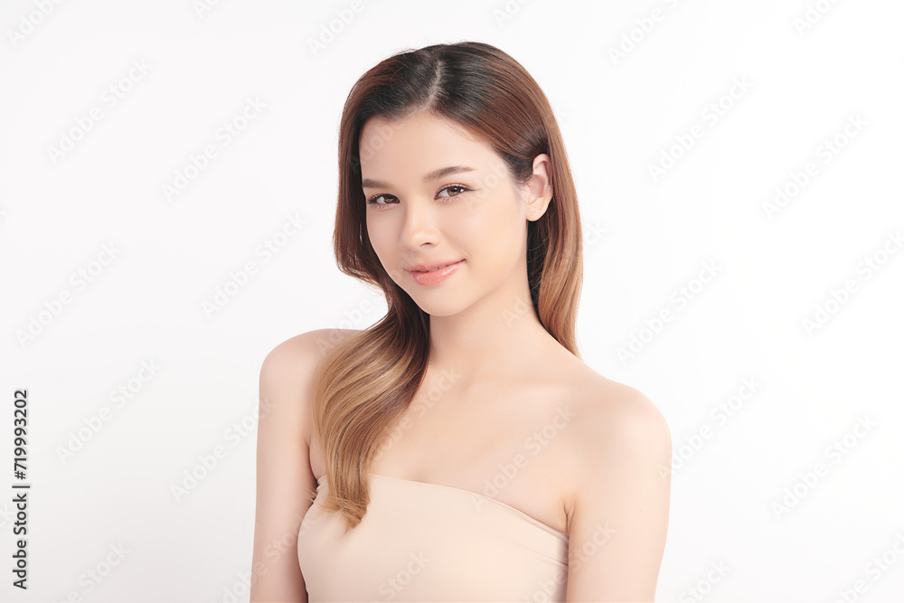Beautiful young asian woman with clean fresh skin on white background, Face care, Facial treatment, Cosmetology, beauty and spa, Asian women portrait. Beautiful young asian woman with clean fresh skin on white background, Face care, Facial treatment, Cosmetology, beauty and spa, Asian women portrait.