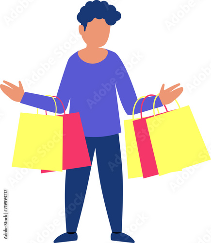 Standing Man With Shopping Bags
