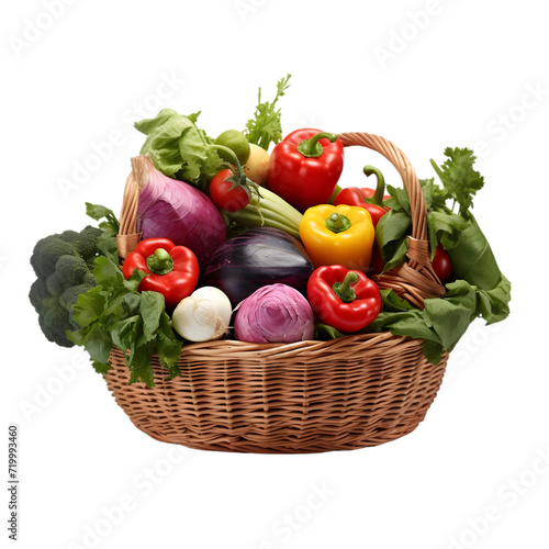 fresh vegetables in a basket on transparent background PNG image