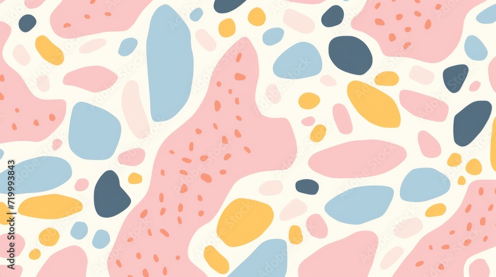 pattern with pastel background in the style of a 1970's handdrawn illustration pattern with pastel background in the style of a 1970's handdrawn illustration