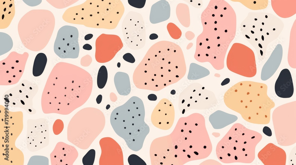 pattern with pastel background in the style of a 1970's handdrawn illustration pattern with pastel background in the style of a 1970's handdrawn illustration
