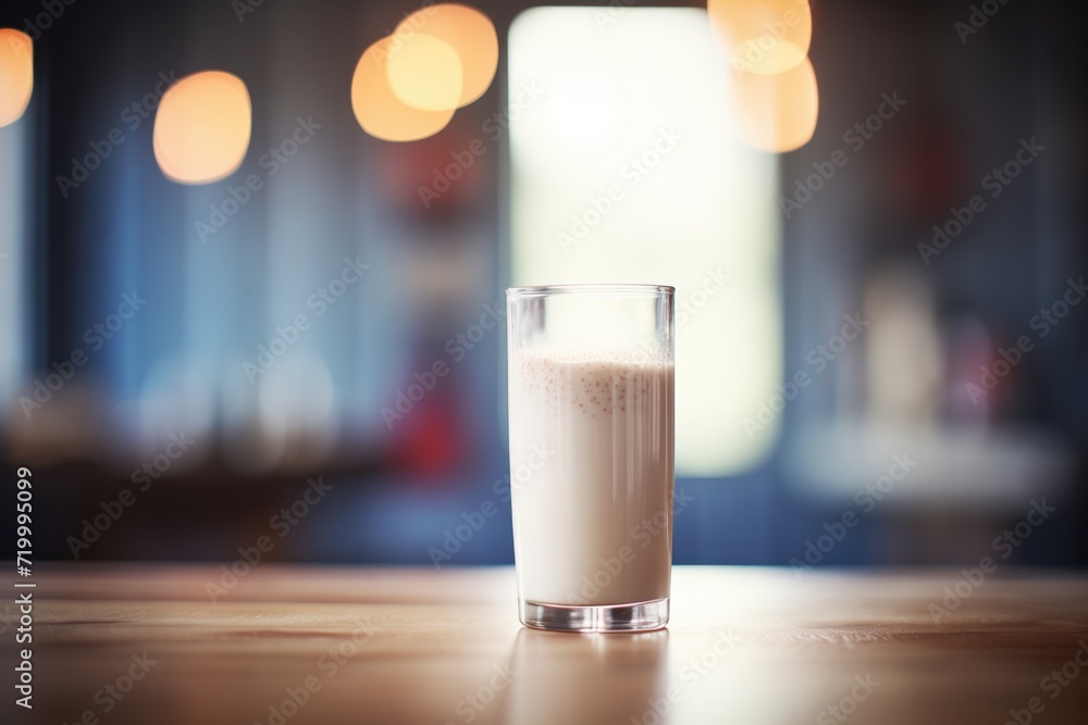 almond milk in a clear glass with backlit glowing effect almond milk in a clear glass with backlit glowing effect