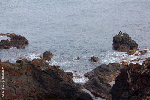 
This is a seascape with basalt rocks. photo