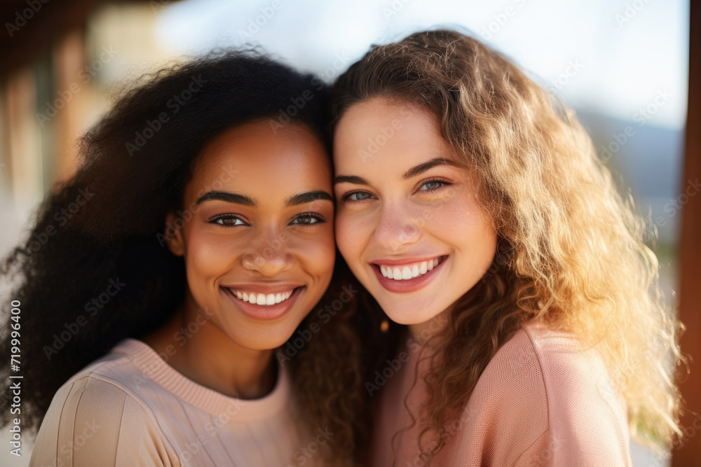 Obraz premium Diverse Smiling Women Outdoor Portrait