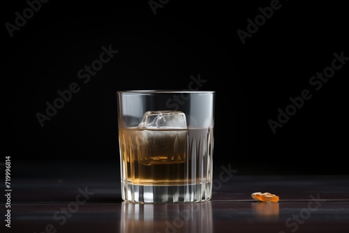 black russian, pristine glass edges, dark background