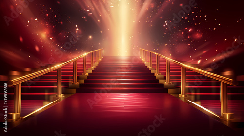Luxurious and elegant red carpet staircase, holiday awards ceremony event © Derby