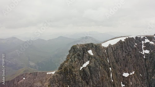 4k Drone Shot of Snowy Ben Nevis Mountain photo